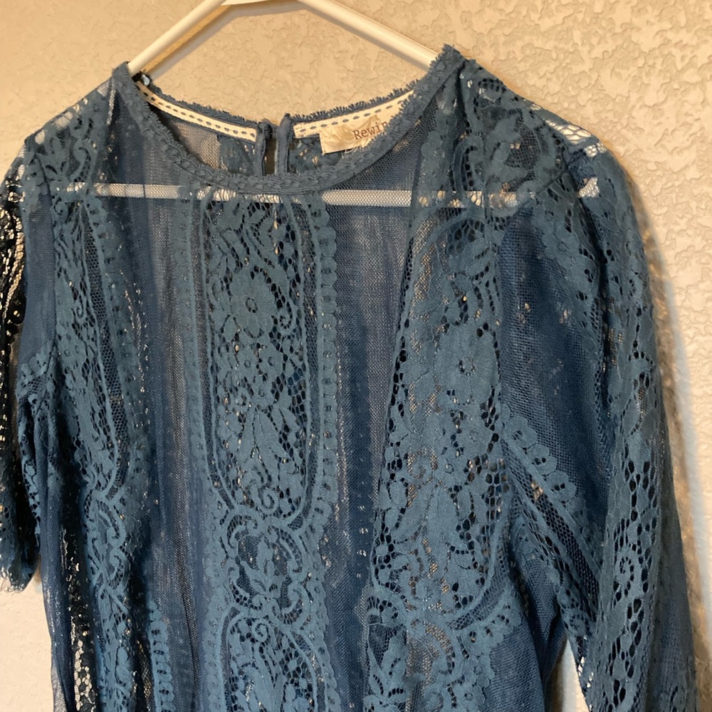 Rewind Dark Blue Lace Blouse